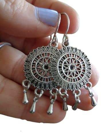 ๑ஐ••۞㊝ WUNDERSCHÖN FILIGRAN VERZIERTE CHANDELIER TROPFEN OHRRINGE ۞㊝••ஐ๑ tolle Ohrringe mit eigens hergestellten Ohrhaken, handmade Ohrringe im Boho Stil