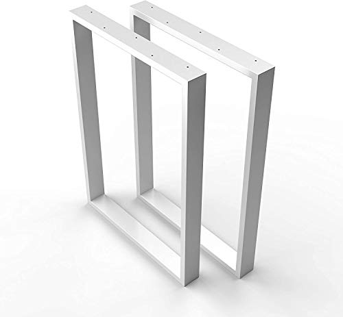 sossai® Stahl Tischkufen (pulverbeschichtet) TKK1 | Farbe: Weiß | 2 Stück | Breite 50 cm x Höhe 72 cm | Industrial Design Tischbeine, Tischgestell