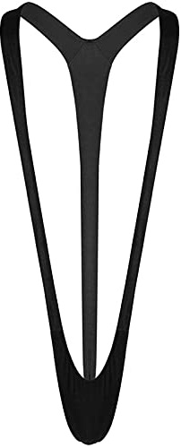 ZUYPSK Men's Mankini Swimsuit Swimming Costumes V String Bodysuit Bikini Sets underwear (Black)