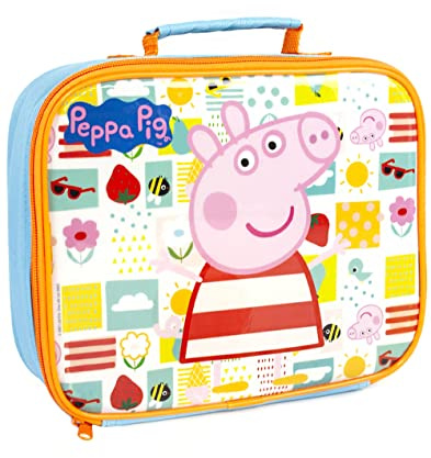 Peppa Pig Juego de loncheras para niños | Bolsa de comida escolar para niños con asa de transporte | George Pig Rebecca Rabbit Suzy Sheep Characters Talla única