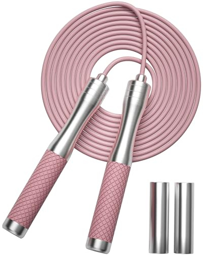 Gewichtetes Springseil für Fitness-Speed-Springseil für Damen und Herren, mit verstellbarer Länge, Springseil aus Legierung und Silikon, geeignet für Workout, Boxen, Heim-Fitnessstudio