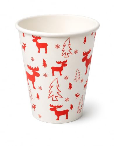 PGV Pappbecher Trinkbecher Weihnachten ohne Henkel Elch 200 ml - verschiedene Mengen (100 Stück)