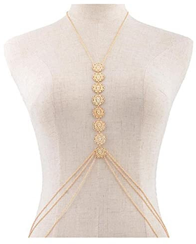 Catena per Il Corpo Sexy Collana a Catena per Il Corpo delle Donne Sexy Catena per Bikini in Oro Collana per Imbracatura per Gioielli da Spiaggia Accessori per Gioielli per Il Corpo Posteriore Etnico