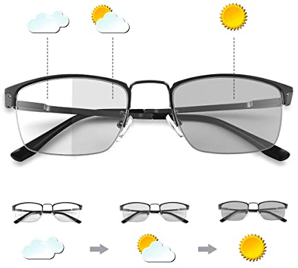 MIRYEA Occhiali da Lettura Fotocromatici Blocco Luce Blu Per Uomo E Donna Occhiali da Sole Occhiali da Vista Intelligent Fotocromatiche Lettura Lettori Anti UV Antiriflesso Affaticamento Rettangolare