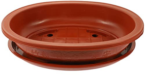 DOITOOL Bonsai Training Pots with Drainage Tray, 15 Inch Oval Bonsai Planter Pot Plastic Plants s Flower for Indoor Outdoor Garden Yard