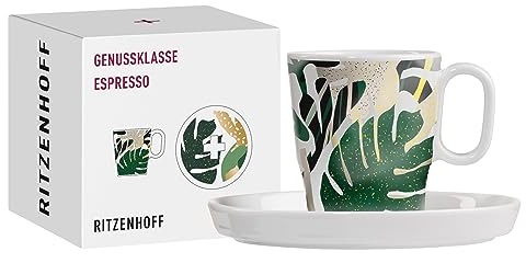 RITZENHOFF 3721004 Tazza da caffè espresso 95 ml - Serie Genussklasse No. 4 - Set con piattino, in porcellana - Pezzo di design