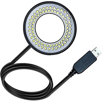 NATEFEMIN USB Microscope LED Ring Light Illuminator, Adjustable Lamp Source for Monocular Binocular Trinocular Stereo Microscope