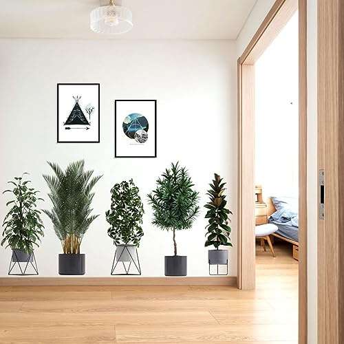 HGDESIGN® Sticker mural décoratif pour salon, chambre à coucher, motif plantes vertes, pot de fleurs, feuilles (A)