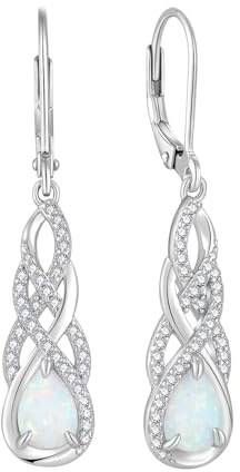 FJ Opal Hängend Ohrringe 925 Sterling Silber Tropfen Hängend Ohrringe Schmuck Geschenke für Damen Frauen Mutter Freundin Mama