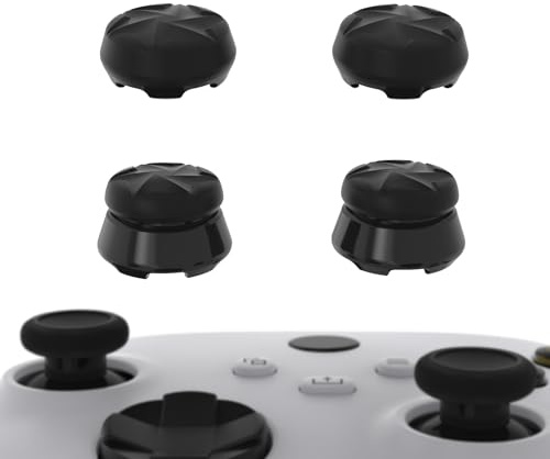 PlayVital 2 Alturas Tapas de Joystick para Xbox - Extensores de Pulgar para Xbox Core, Tapones de Thumbstick para Xbox One Mando, Antideslizante y Mejor Agarre (Thumbs Pro Razor-Negro)