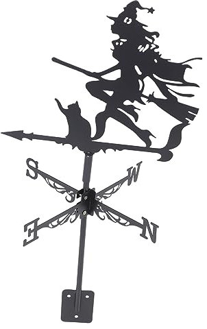 Ornement de Girouette Fête Halloween Indicateur de Vent en Fer Noir