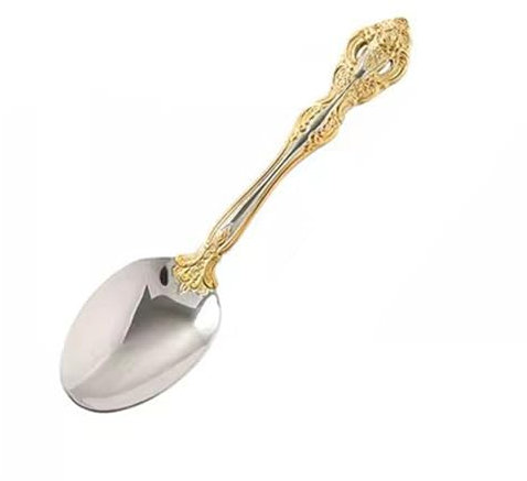 Cucharas de cena Cuchara de arroz creativa dorada estilo occidental europeo, cuchillo y tenedor bonitos, vajilla for el hogar, cuchara pequeña de acero inoxidable 304 Cucharadas (Color : A)
