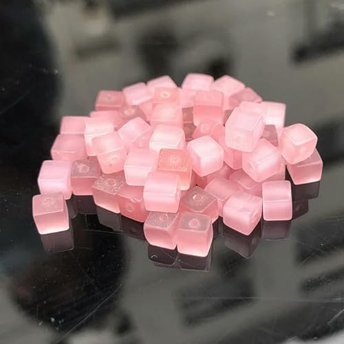 Wholesale 4mm Square Cube Beads Fashion Cat Eye Moonstone Loose Spacer Beads for Jewelry Making DIY Bracelet Accessories Supply-pink-4mm 95pcs
