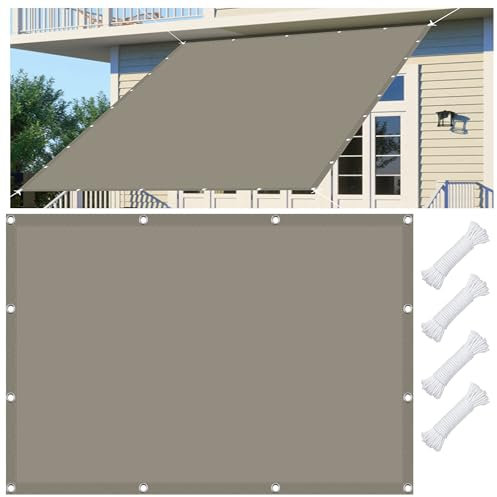 Vela Ombreggiante Tenda a Vela 50 x 680 cm Telo Ombra Lavabile, Impermeabile Rettangolare con Occhielli, Protección Rayos UV 98%, per Giardino Balcone Terrazza, Tortora