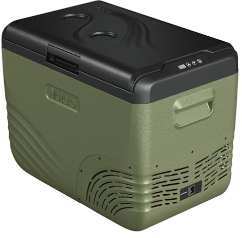 Yolco NX40 Green Elektrische Kompressor-Kühlbox, App Steuerung per Bluetooth, 12/24 V und 230 V, mit USB Anschluss für Auto, LKW, Boot, 37 Liter