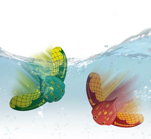 2 Pack Stingray Unterwasser-Segelflugzeug kleiner Stingray-Segelflugzeug mit verstellbaren Flossen Schwimmen Diving Pool Spielzeug selbstgedrucktes lustige Wasserspiele für Kinder und Erwachsene (rot