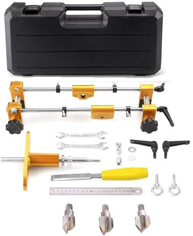 CCBFLA Mortise Lock Jig,Door Lock Hole Opener Kit for Wooden Doors,Door Lock Installation Kit Mortising Machine Mortise Jig with 3 Drill Bits,Suitable for Angle Grinder and Electric Hand Drill