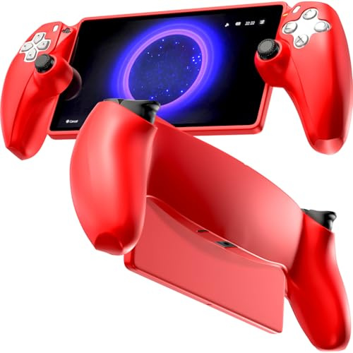 for PS5 Portal Silicone Protective Cover, Soft PS5 Skin Case for PlayStation Portal 2023 Remote Player, Shock-Hard Cover Accessories Skin - Red