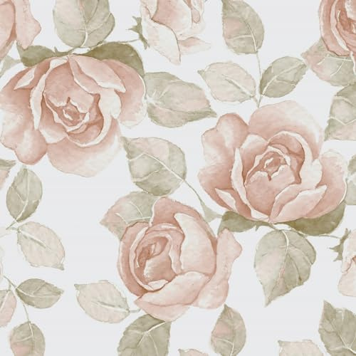 Fiula Peel and Stick Wallpaper Pink Rose Self Adhesive Wallpaper 41CMx5M Floral Vinyl Warp for Furniture Renter Friendly Stick On Contact Paper Waterproof Sticker Romantic for Bedroom Living Room
