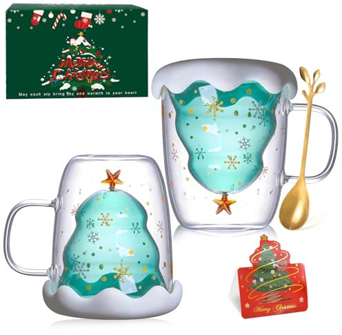 NTGFU Weihnachtstassen, Tasse Personalisiert, Weihnachten - Weihnachtsgeschenke für Frauen, Mama, Eltern, Freundin - für Christmas Doppelwandige Kaffeegläs für Cappuccino, Latte Macchiato,Tee, Milch