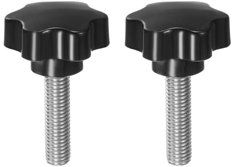 QUARKZMAN 2 Stück Rändelschrauben mit Sterngriff M12 x 45mm x 46mm Sterngriffschraube Kunststoff Knopf Edelstahl 304 Gewindebolzen Klemmschraube Sterngriffmutter Klemmknopf für Maschine