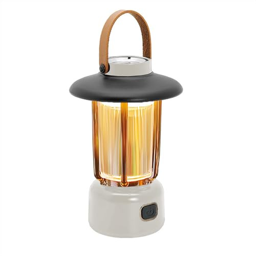AuRiver Lampada da Campeggio LED, Lanterna da Campeggio Ricaricabile USB con Torcia, 3 Modalità Dimmerabili, Lampada IPX3 per Camera da Letto Corridoio Giardino Escursioni Emergenza (Bianco)