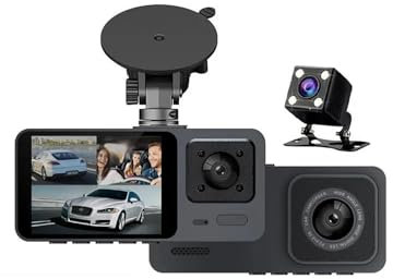 Dash Cam Car DVR Three Way Dash Cam Inside Vehicle Camera DVRs Recorder FHD 1080P Video Dashcam Camcorder Black Box Dash Camera Cars(Wifi-3 Channel 128G)