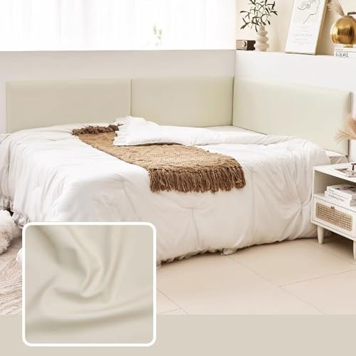 Aocet Bettrückwand Polster Leder, Wandpolster Wandkissen Bett Selbstklebend Kinderzimmer, Wandpaneele Gepolstert - Dicke: 4 cm - Bett Kopfteil Wandpolster - Wandverkleidung(Weiß,50x45x4cm)