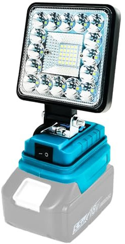 Battery Lamp for Makita 18 V, 48 W 3800 LM LED Work Light, LED Spotlight Portable Floodlights Construction Site Lamp, Battery Headlight with 2 USB for Camping, Car Repairs, Emergency (Battery Not