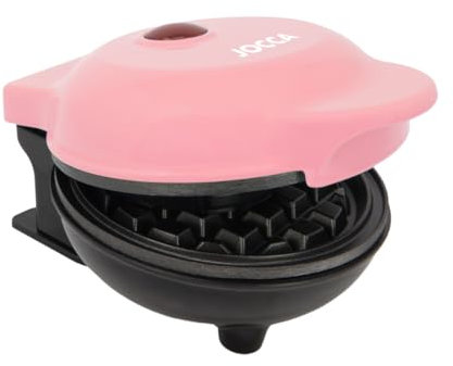 Jocca - Gofrera Redonda - Placas Antiadherentes - 500 W - Diámetro 12 cm - Rosa