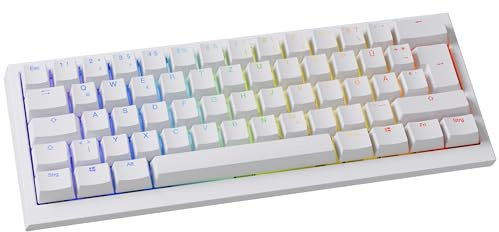 Ducky One X Mini Wireless Gaming Tastatur Weiß – 60%, Induktive Switches, Tri-Mode-Konnektivität USB-C, 2.4GHz, Bluetooth, Rapid Trigger, Einstellbare Auslösung, RGB, ISO deutsch