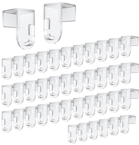 LINTRA 40 Piezas Ganchos para Colgar Ventanas, para Colgar Gancos de la Ventana, de Plástico Ganchos Transparentes para Ventana, Adecuado para las Ventanas con un Espesor que no Exceda los 16 mm