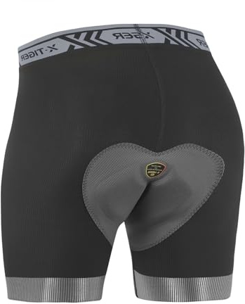 X-TIGER Short Cycliste Homme éponge Padded Cyclisme Shorts VTT Velo Coussin | Cuissard à Séchage Rapide Tissu Respirant et Confortable Bas de Jambe Antidérapant Ceinture élastique