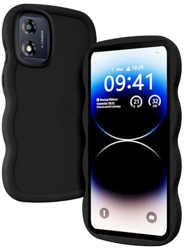XINYEXIN Funda Wavy para Motorola Moto E13 | Carcasa de Silicona Suave, Borde Ondulado, Antigolpes, Agarre Cómodo, Negro