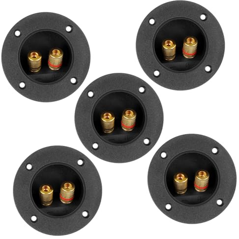 SHINEOFI Connettore Terminale Altoparlante a 2 Vie Rotondo Morsetto a Vite, Kit 5 Pezzi per Casse Acustiche e Subwoofer, Contatti Placcati e Connettori a Sgancio Rapido, per Impianti Audio