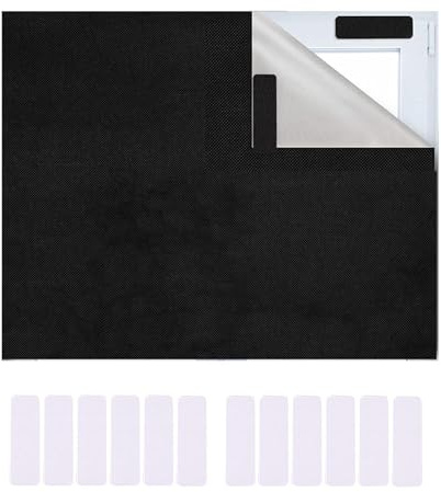 100% Blackout Blinds Stick On, Temporary Black Out Curtains, Window No Drilling Blackout Blinds with Self Adhesive Tapes for Bedroom Nursery Loft RV Car (300x145cm)