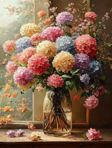 Diamond Painting Ortensia Diamond Painting Adulti, Pittura Diamante Fiori Diamantini Crystal Art 5D DIY Strass Ricamo a Punto Croce Artigianale Kit per Decorazioni Casa Parete 100X135Cm -wyl250670