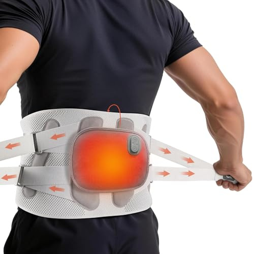 arboleaf Heated Back Support Belt, Back Brace with 3-Heat Levels | Adjustable Lower Lumbar Support Belt for Men and Women,Back and Sciatica Pain Relief Products, USB-C Rechargeable