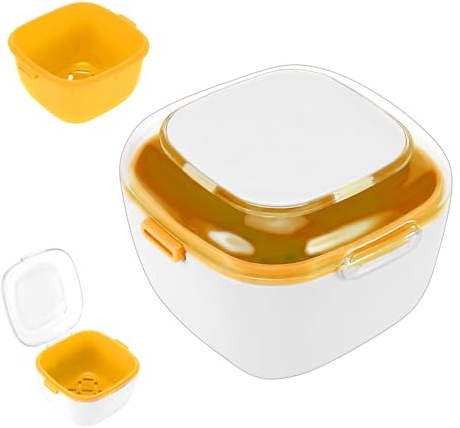Zikenis Boîte de Dentier avec Passoire,Etui pour Dentier avec Couvercle,Boîte de Rangement pour Prothèses,Boite Appareil Dentaire,pour Trempage Nettoyage Stockage(Jaune)