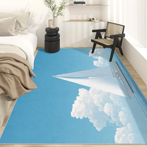 Generisch Fußmatte Segelboot 50 x 80 cm, Teppich Seelandschaft Weicher Waschbarer Antirutsch Kurzflor Carpet für Eingangsbereich Bettvorleger P-&30