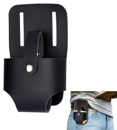 NBEADS 1 Pc Tape Measure Holder, PU Leather Belt Clip Holder 19.8x12.8cm Compact Size Tool Belt Pouch for Construction Carpenter DIY Outdoor Work and Home Repair