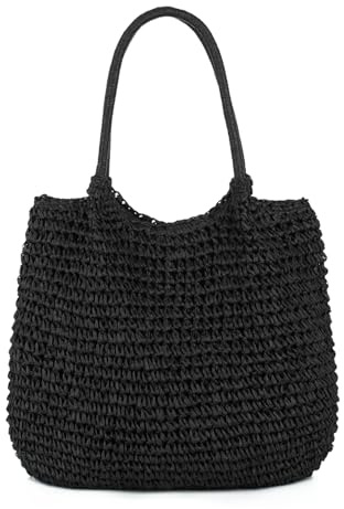 SUKUTU Große Stroh Strandtasche für Frauen Geflochtener Strohhalm Tote Tasche Sommer Handtasche Umhängetasche für Frauen