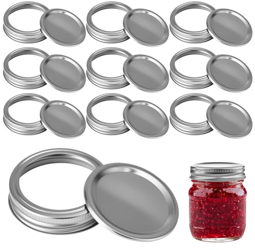 Mason Jar Lids Only 10 Pack Wide Mouth 86mm Tinplate Metal Shaker Lids | Silicone Seal for Spice, Jam Jars with Lids, Excellent Sealing & Easy Grip