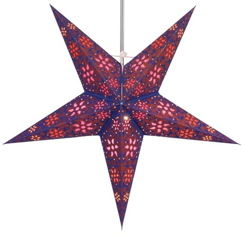 Guru Shop Vikbar adventsbelysning/pappersstjärna/julstjärna, 60 cm – Anubis-mörkblå, stjärnfönsterdekoration