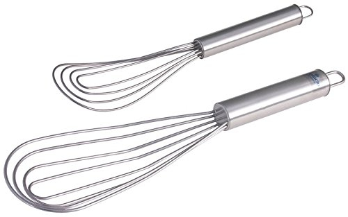 Tellerschneebesen, Serie POLARIS, 8 dünne Drähte, mit Aufhängeschlaufe, schwere Qualität, ganz aus Edelstahl 18/10 | ERK (A2 - Länge: 26 cm)