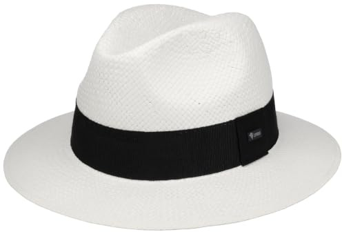 Lipodo White Traveller Stråhatt Damer/Herrar - Made in Italy herrhattar musikerhattar med grosgrain band Sommar Vår-sommar - M (56-57 cm) vit