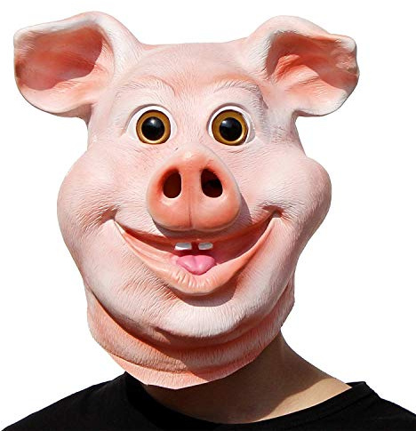 PartyCostume – Fröhliche Schweinemaske – Halloween Party Lustig Niedlich, Latex, Tiermaske