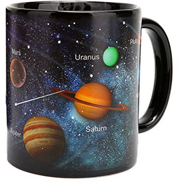 BESTonZON Farbwechsel Tasse 330ml Magischer Thermoeffekt Becher Sonnensystem Weltraum Sterne Galaxie, Keramik Kaffeetasse Trinkbecher als Geschenk für Astronomie Fans Kinder Männer