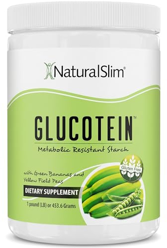 NaturalSlim Glucotein - Harina Sin Gluten de Plátano Verde y Guisantes con Prebióticos - Almidón Resistente para Apoyo a la Digestión, Energía y Metabolismo - Mezcla para Pan y Recetas Keto, 453g | Con harina de plátano verde y mezcla de almidón de guisantes, sin OMG y sin gluten para apoyo intestinal y digestivo