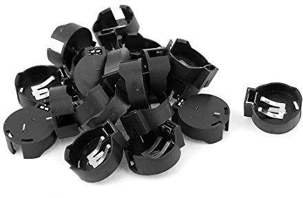sourcing map 20pcs Kunststoff Gehäuse CR2450 Knopfzellen Schwarz | Batteriehalter Etui, CR2450